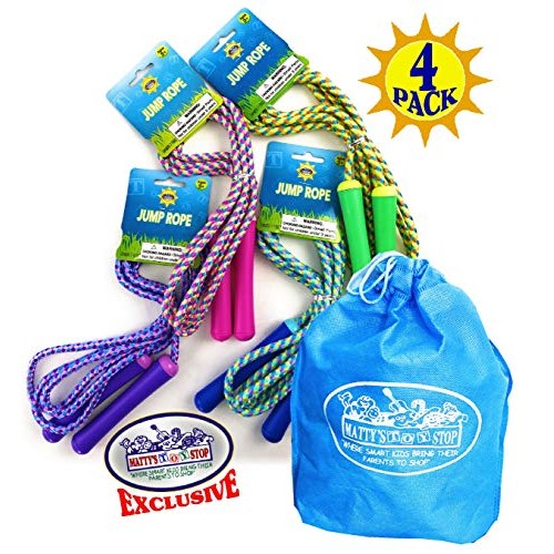 Deluxe Jump Ropes 7-Foot 7 Pink, Green, Purple & Blue Gift Set ...