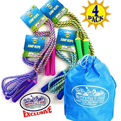 Deluxe Jump Ropes 7-Foot 7 Pink, Green, Purple & Blue Gift Set ...