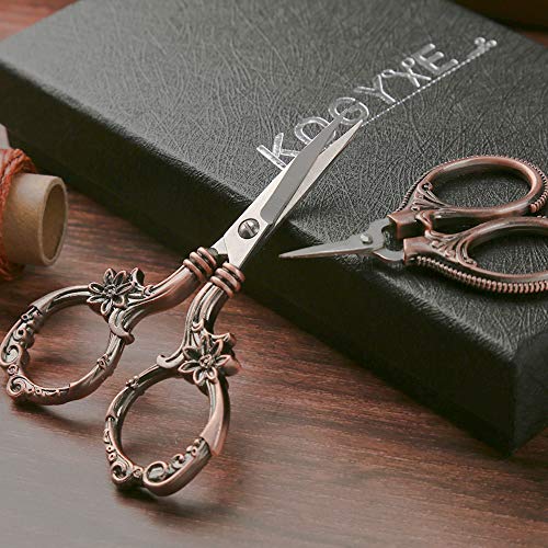 2 Pair Embroidery Scissors, Classic Daisy Design Scissors Sharp Ti...