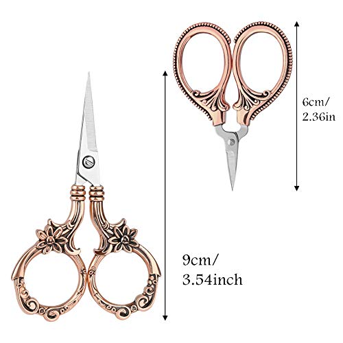 2 Pair Embroidery Scissors, Classic Daisy Design Scissors Sharp Ti...