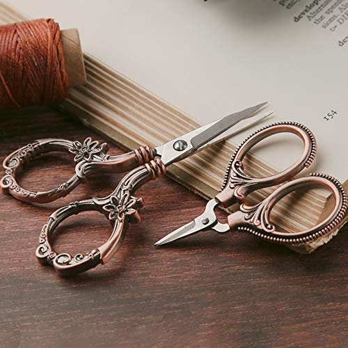 2 Pair Embroidery Scissors, Classic Daisy Design Scissors Sharp Ti...