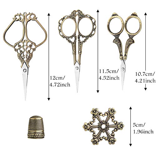 3 Pairs Vintage European Style Stainless Steel Precision Scissors,...