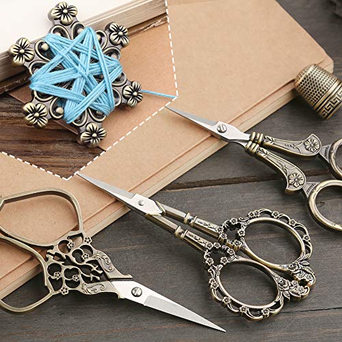 3 Pairs Vintage European Style Stainless Steel Precision Scissors,...
