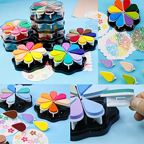 8 Color Craft Rainbow Finger Ink Pads Stamps, Small Rubber Stamp I...