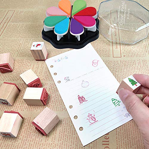 8 Color Craft Rainbow Finger Ink Pads Stamps, Small Rubber Stamp I...