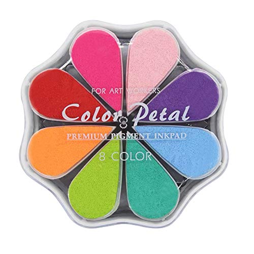 8 Color Craft Rainbow Finger Ink Pads Stamps, Small Rubber Stamp I...