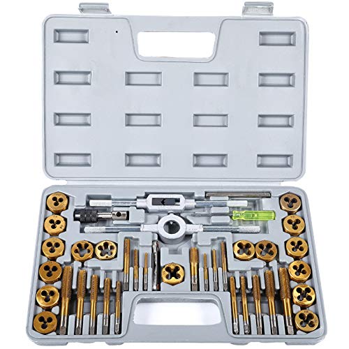 BeHappy 40 PCS Tap and Die Set, Metric Tap and Die Set Titanium Co...