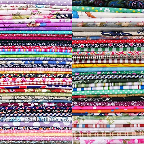 8 x 8 50 PCS 100% Cotton Fat Quarters Fabric Bundles for Quiltin...