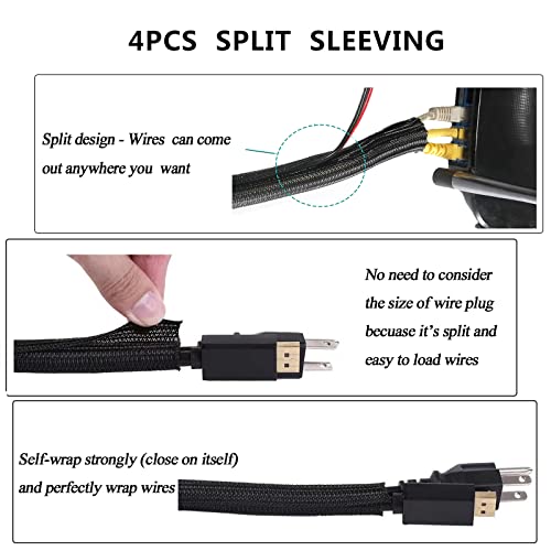 192 PCS Cable Management Kit 4 Wire Organizer Sleeve,11 Cable Hold...