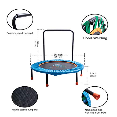 ERYOK 36-Inch Trampoline for Kids with Handrail. Foldable Kids Tra...