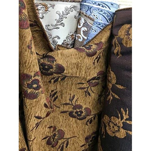 Cpvstore dark copper multicolor floral chenille upholstery fabric ...