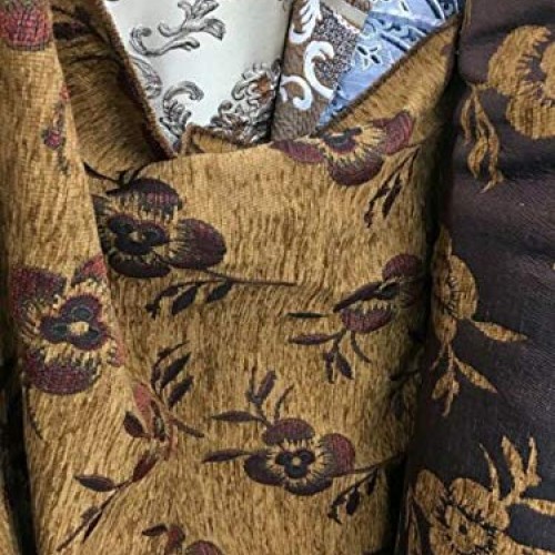 Cpvstore dark copper multicolor floral chenille upholstery fabric ...