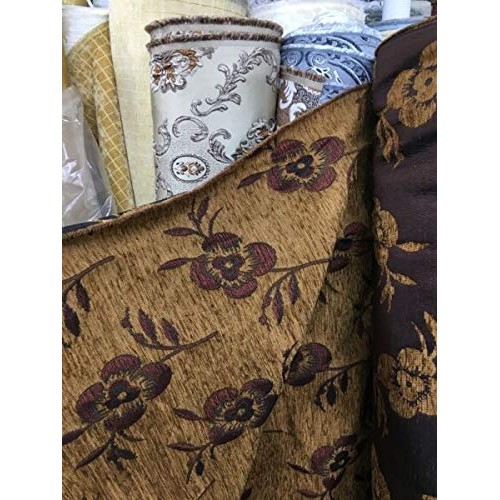 Cpvstore dark copper multicolor floral chenille upholstery fabric ...