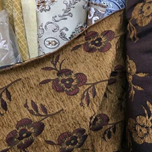 Cpvstore dark copper multicolor floral chenille upholstery fabric ...