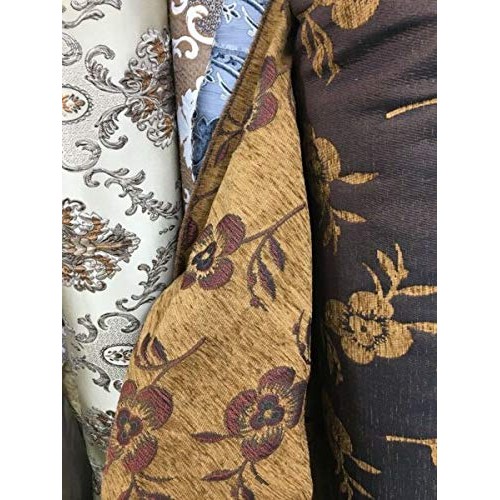 Cpvstore dark copper multicolor floral chenille upholstery fabric ...