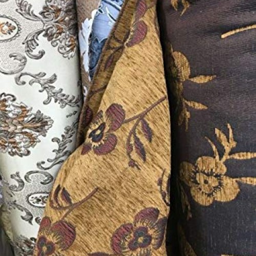 Cpvstore dark copper multicolor floral chenille upholstery fabric ...