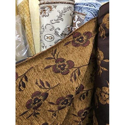 Cpvstore dark copper multicolor floral chenille upholstery fabric ...