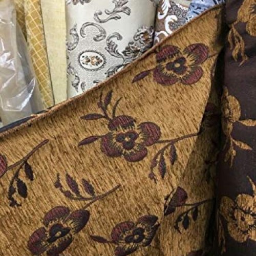 Cpvstore dark copper multicolor floral chenille upholstery fabric ...