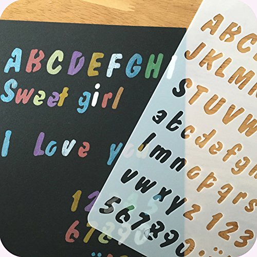 NABLUE Pack of 8 Plastic Alphabet Letter Number Drawing Painting S...