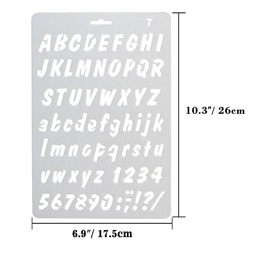 NABLUE Pack of 8 Plastic Alphabet Letter Number Drawing Painting S...