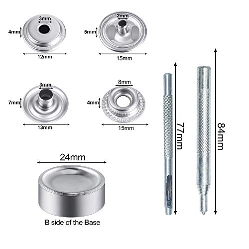 NACTECH 200 Pcs Stainless Steel Snap Fasteners Press Stud Button P...