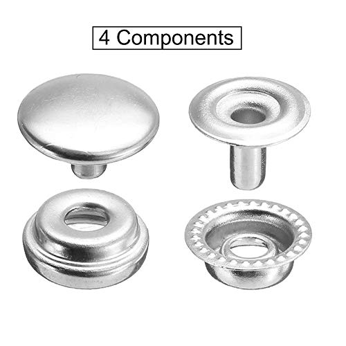NACTECH 200 Pcs Stainless Steel Snap Fasteners Press Stud Button P...