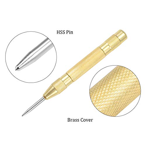 Automatic Center Punch, 5” Brass Spring Loaded Adjustable Impact H...