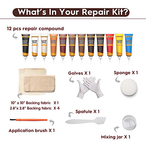 NADAMOO Leather Repair Kit for Couches, Vinyl Repair Kit for Furni...