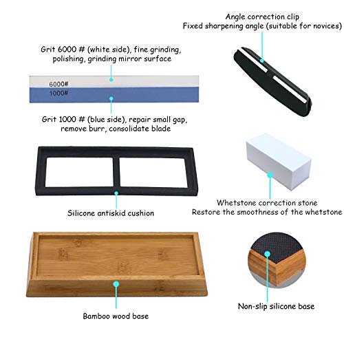 Sharpening Stone set Whetstone Knife Sharpener Dual Side Grit 1000...