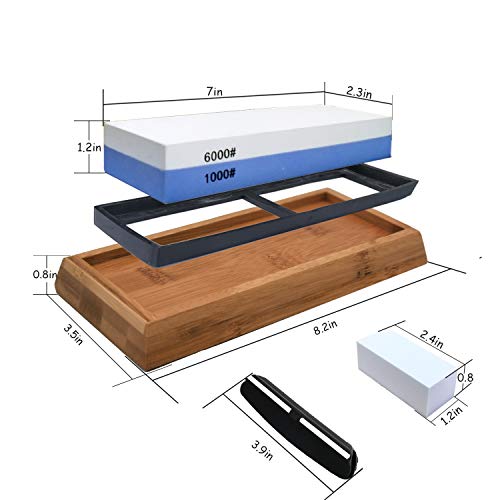 Sharpening Stone set Whetstone Knife Sharpener Dual Side Grit 1000...