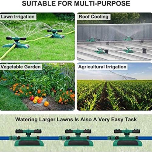 Durable Lawn Sprinkler, 3 Arm with Impact Water Sprinklers for Law...
