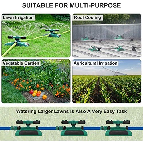 Durable Lawn Sprinkler, 3 Arm with Impact Water Sprinklers for Law...