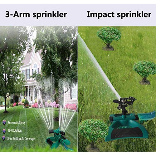 Durable Lawn Sprinkler, 3 Arm with Impact Water Sprinklers for Law...