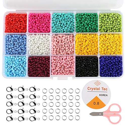Naler 7500pcs Multicolor 3mm Pony Glass Seed Beads with Lobster Cl...
