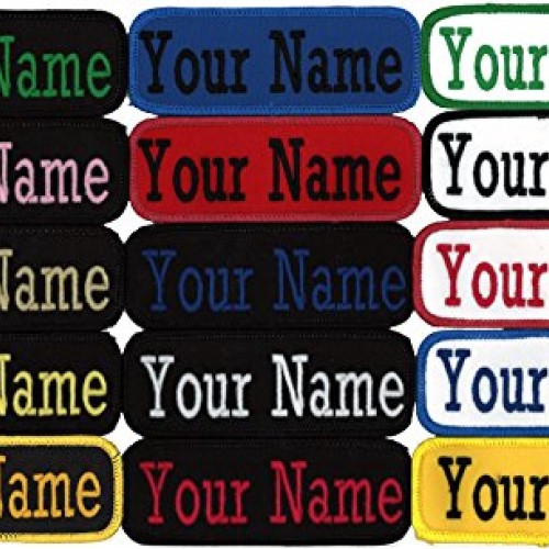 Name Tag Personalized and Embroidered 4 Wide x 1.5 Tall Black Bord...