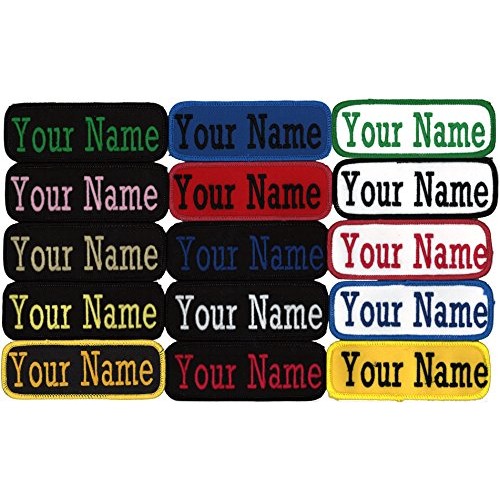 Name Tag Personalized and Embroidered 4 Wide x 1.5 Tall Black Bord...
