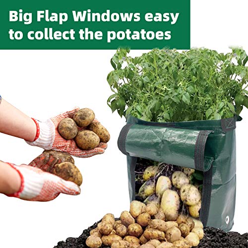 NAMTSO Potato Grow Bags, 4 Packs 7 Gallons Upgraded 200GSM Heavy D...