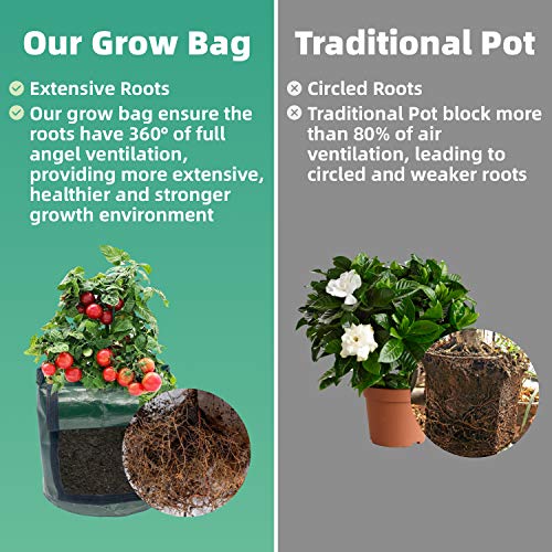 NAMTSO Potato Grow Bags, 4 Packs 7 Gallons Upgraded 200GSM Heavy D...