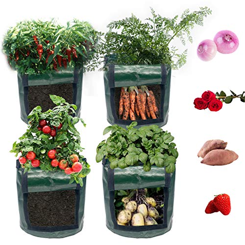 NAMTSO Potato Grow Bags, 4 Packs 7 Gallons Upgraded 200GSM Heavy D...