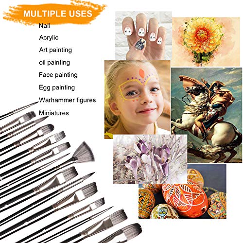 NANAPLUMS Artist Paint Brush Set - 15 Sizes Acrylic Paint Brushes ...