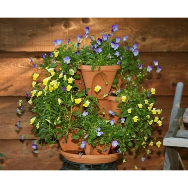 Terracotta Color 3-Tier Stacking Planter - Vertical Gardening for ...