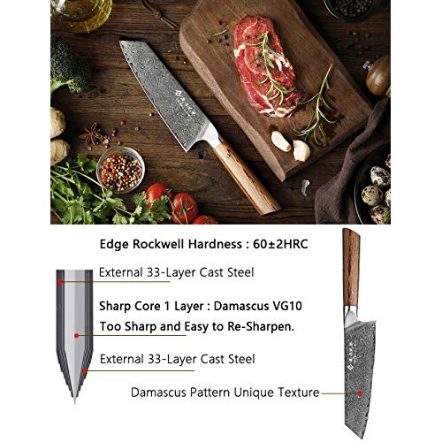 Damascus Santoku Knife 7 Inch Light Weight Professional Damascus S...