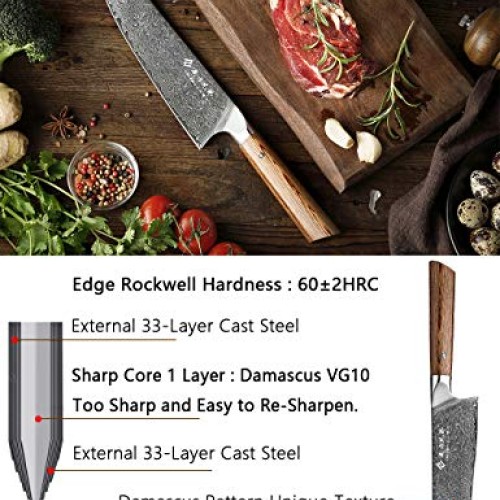 Damascus Santoku Knife 7 Inch Light Weight Professional Damascus S...