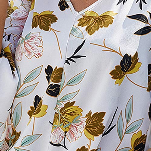 NANTE Top Womens Blouses V-Neck Floral Print Short Sleeve Loose T...