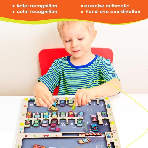 NASHRIO Magnetic Alphabet Maze Letter Puzzle for Fun Learning, Montessori Educational Toy for 3 4 5 Year Old Boys and Girls, Fine Motor Skills Development and Sensory Play
