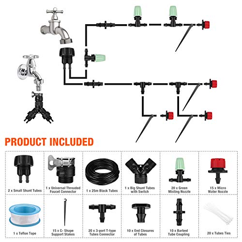 Drip Irrigation System, NASUM 82Ft/25M Drip Irrigation Kit with Ad...