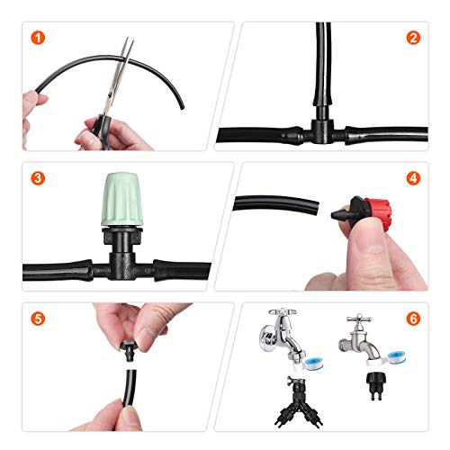 Drip Irrigation System, NASUM 82Ft/25M Drip Irrigation Kit with Ad...