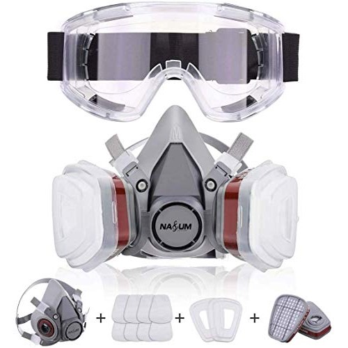 Reusable Half Face Cover NASUM Half Face Cover wiith Safety Glasse...