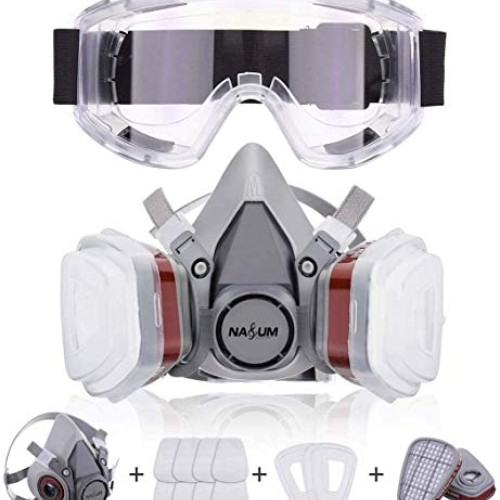 Reusable Half Face Cover NASUM Half Face Cover wiith Safety Glasse...