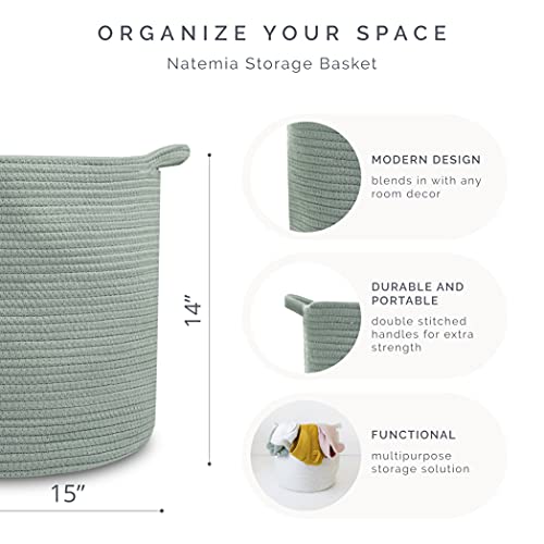 Natemia Rope Storage Basket- Nursery Bin and Toy Organizer 15”x15...